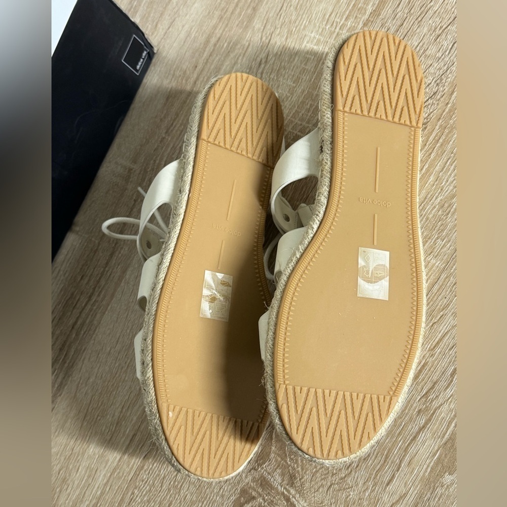 Dolce Vita Women 10 Vana Off White Leather Flat Espadrille Slides Sandals - Picture 7 of 11